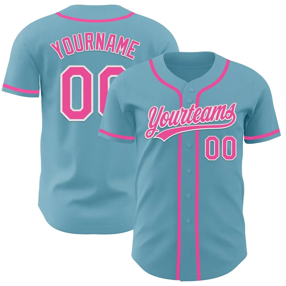 ShadowBlue0008.webp Custom Shadow Blue Pink-White Authentic Baseball Jersey - Image 1