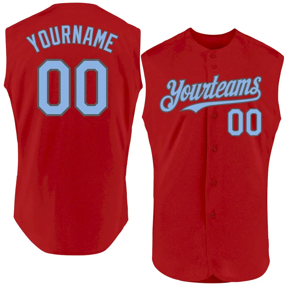 Sleeveless0081.webp Custom Red Light Blue-Steel Gray Authentic Sleeveless Baseball Jersey - Image 1