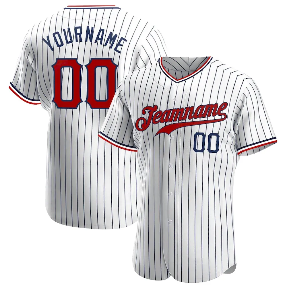 white_0407.webp Custom White Navy Pinstripe Red-Navy Authentic Baseball Jersey - Image 1